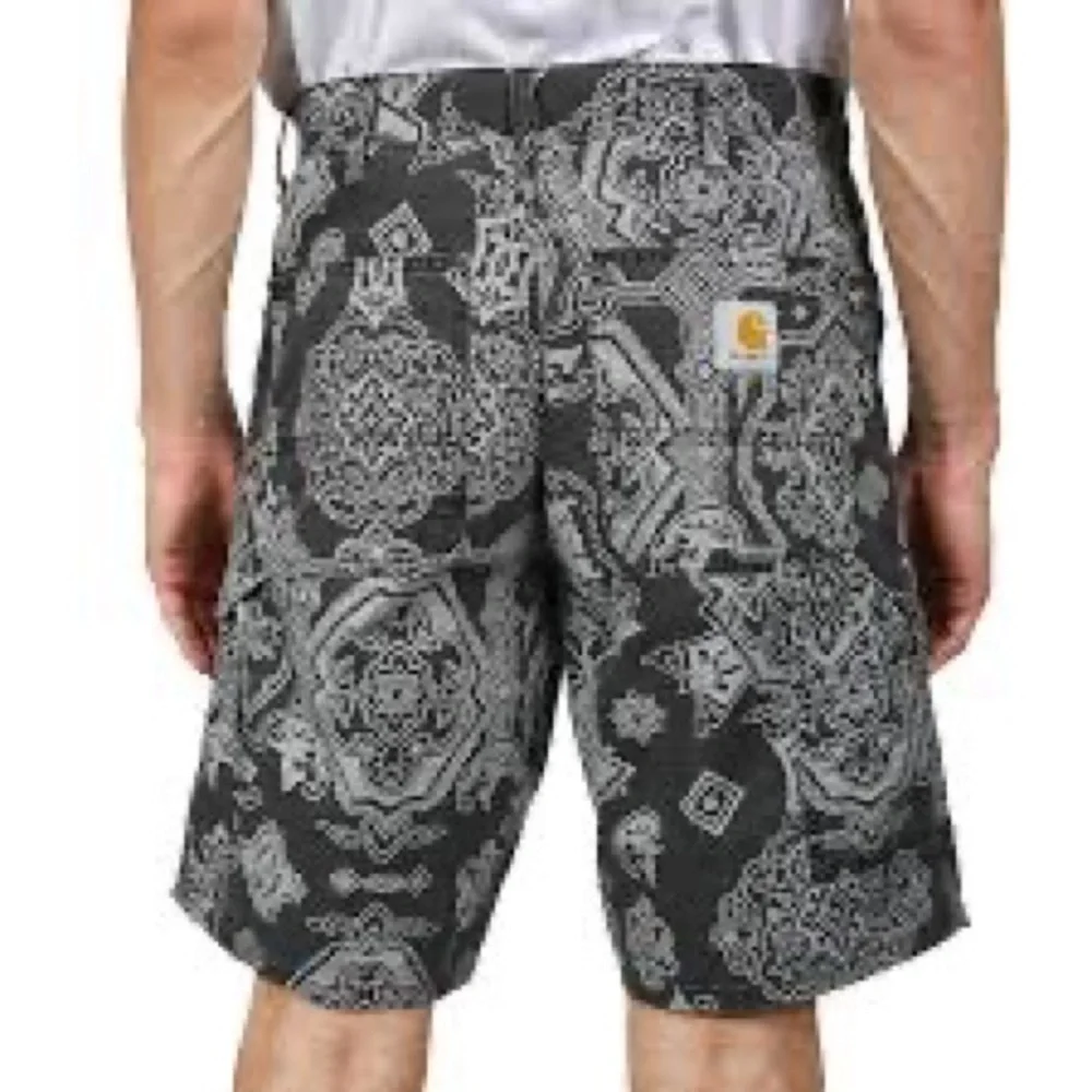 NWT Carhartt WIP Single Knee Short Columbia Ripstop Black Heavy Stone Wash